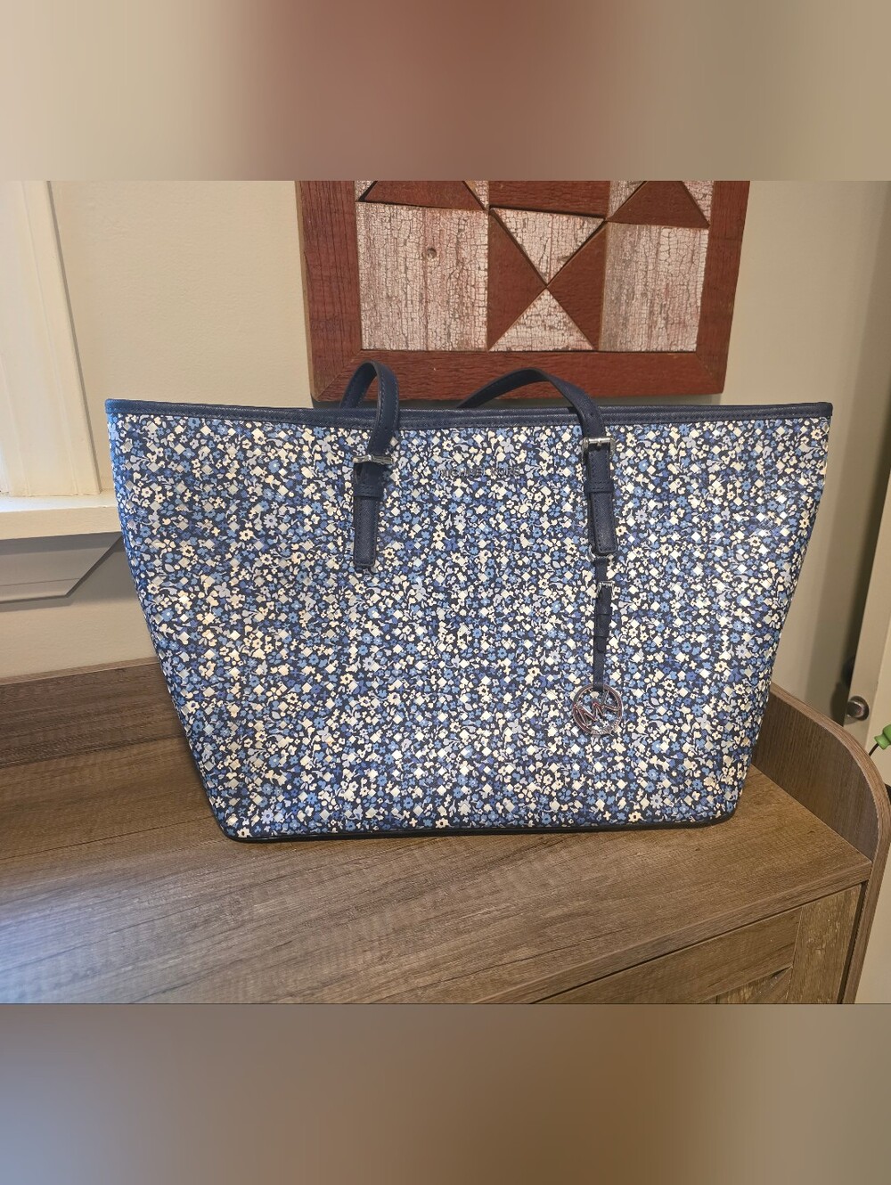 Michael Kors Navy Floral Tote